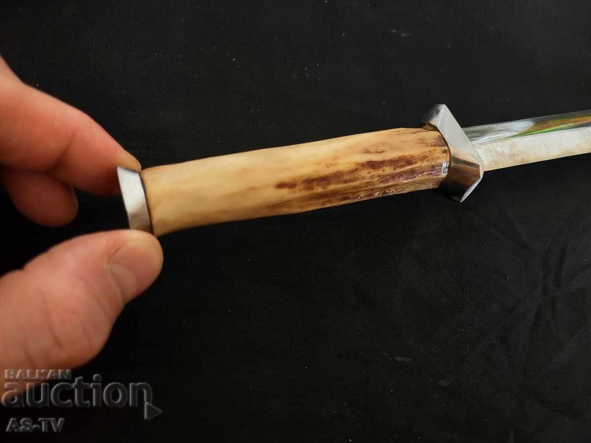 Cuțit lucrat manual, mâner din corn - 5