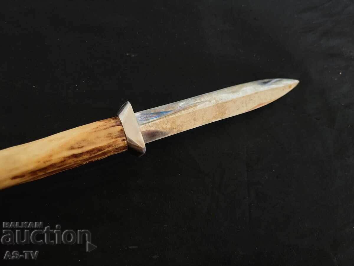 Cuțit lucrat manual, mâner din corn - 6