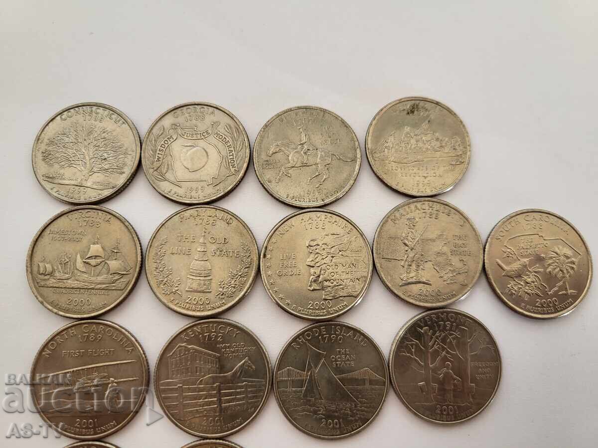 Аукцион Колекция монети четвърт долар 25 цента Аукцион Колекция монети четвърт долар 25 цента