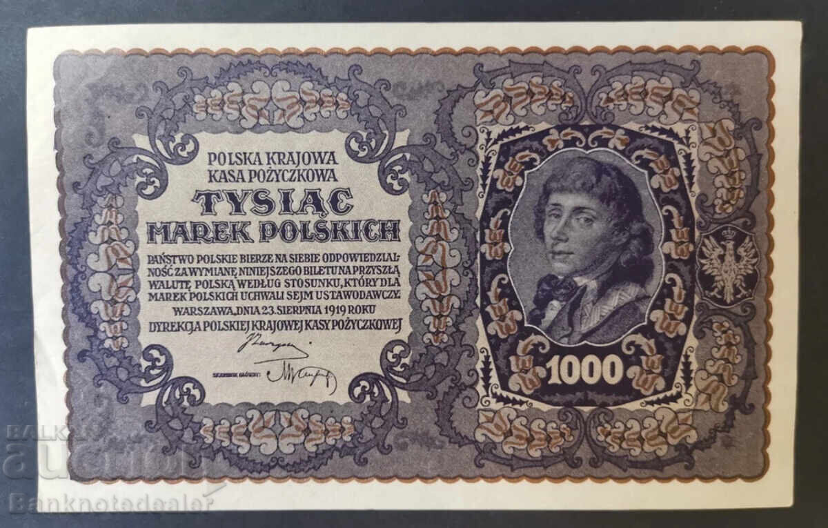 Poland 1000 Mark 1919 Pick 29 Ref 8416