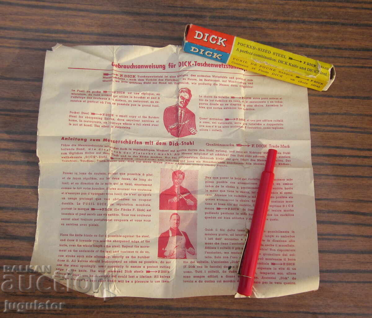 F DICK Antique German Pocket Knife Sharpener