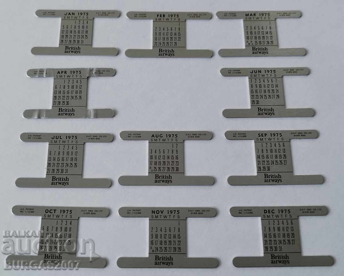 Auction  Vintage advertising calendar for a wristwatch, BRITISH AIRWAYS