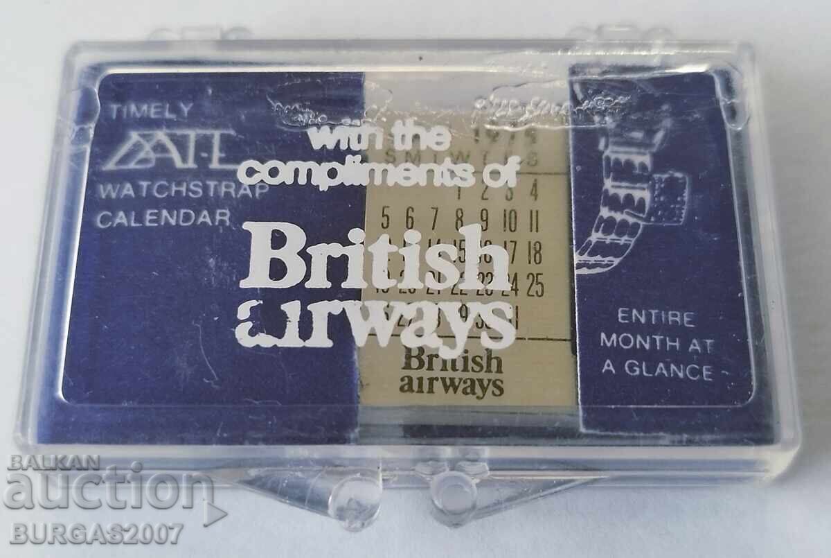 Vintage advertising calendar for a wristwatch, BRITISH AIRWAYS