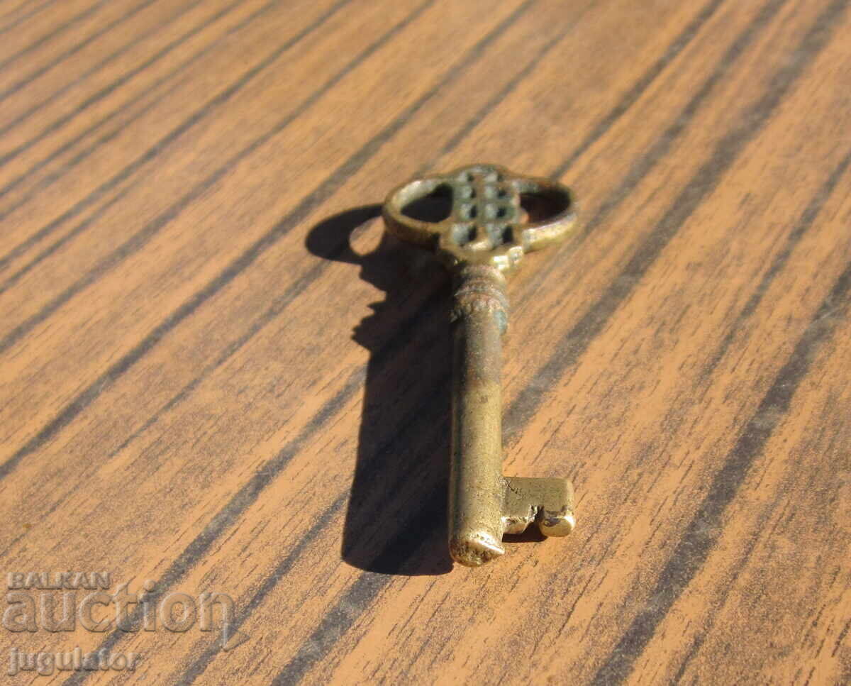 Old antique bronze key, bronze key from a safe JB - 7