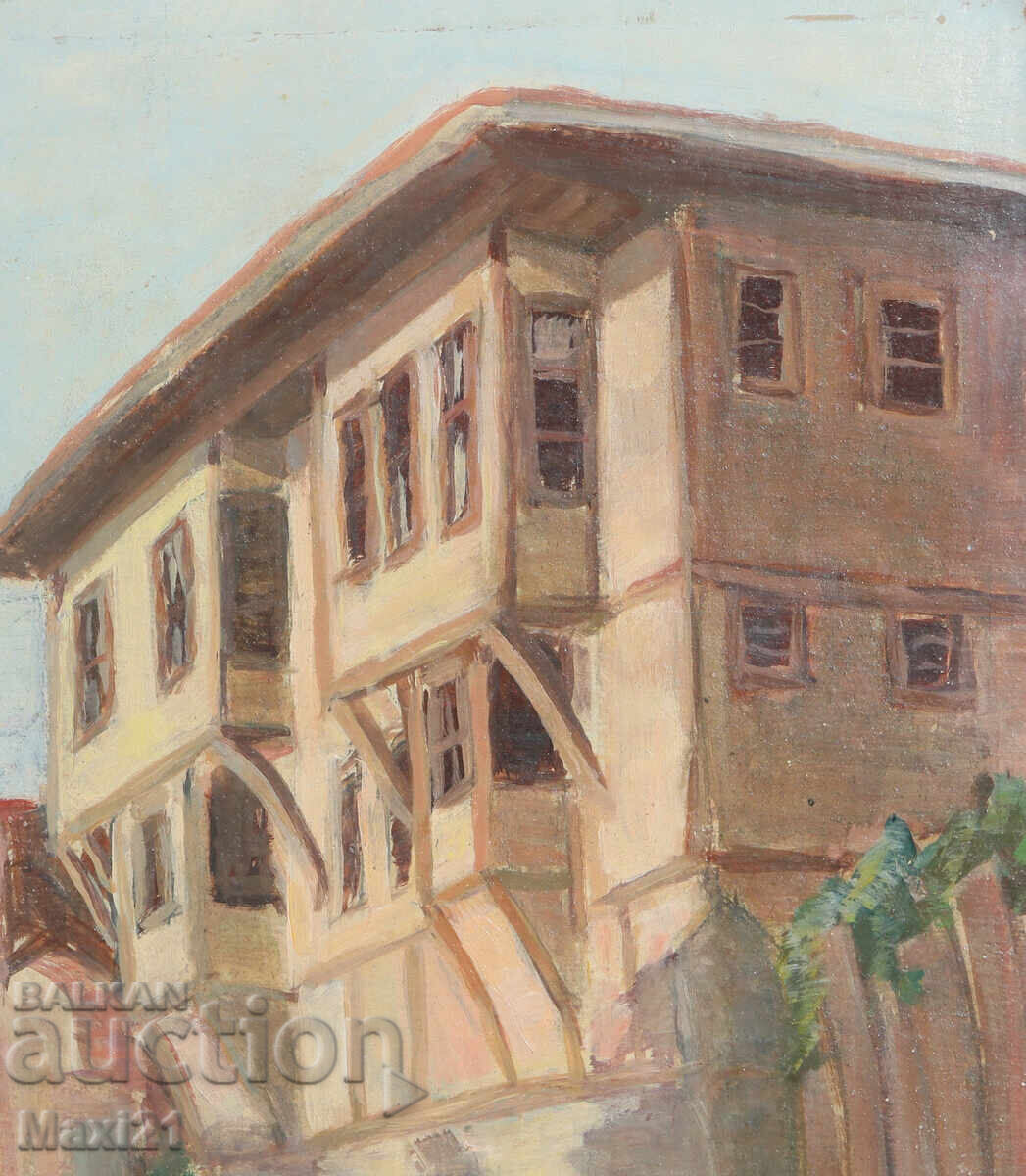 Delivery of Landscape house old painting oil paints, signed 1961