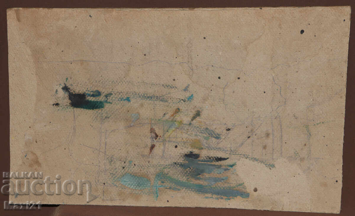 Landscape from the village, old painting, oil paints - 6