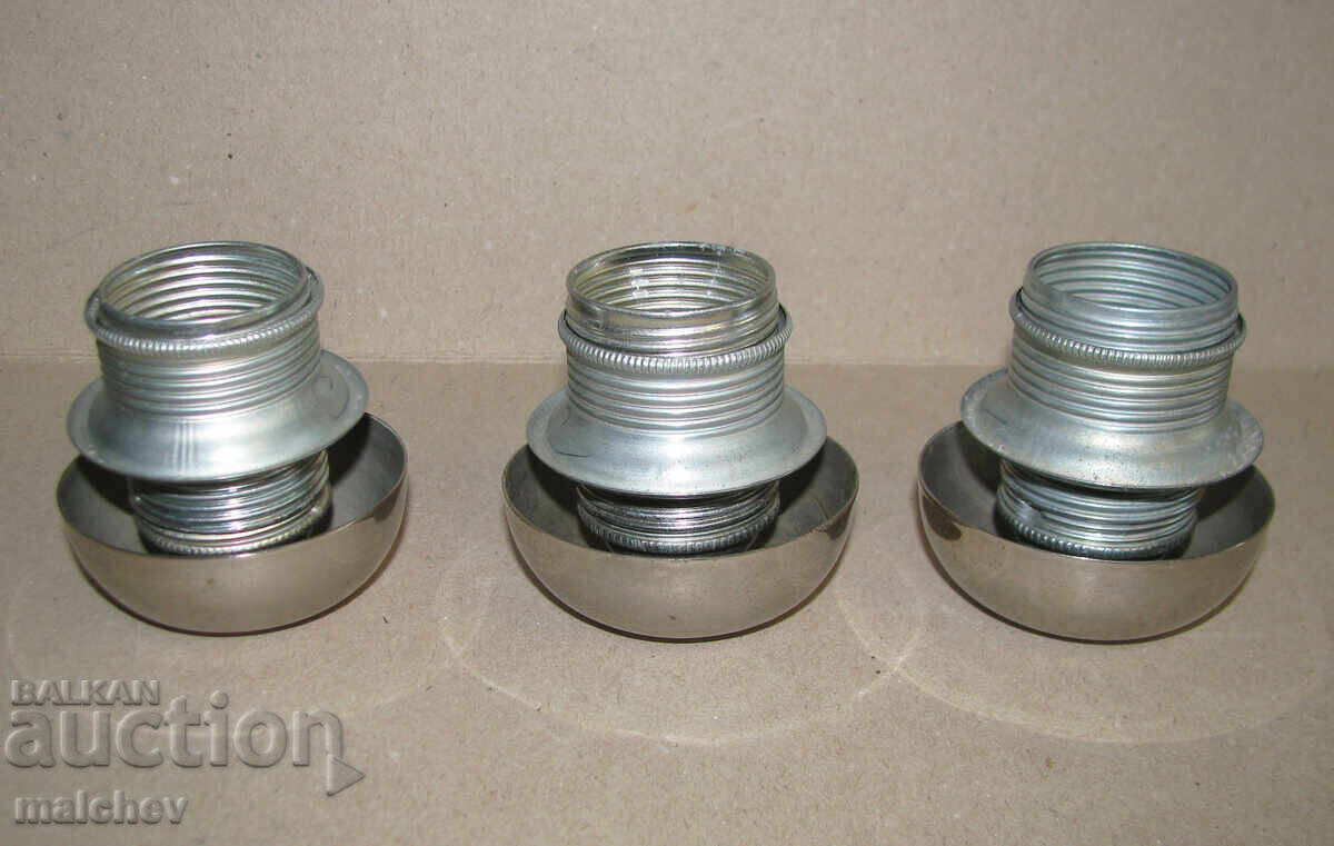 Lot of 3 metal chandelier sockets, excellent condition, with washers and cups - 5 Lot of 3 metal chandelier sockets, excellent condition, with washers and cups - 5