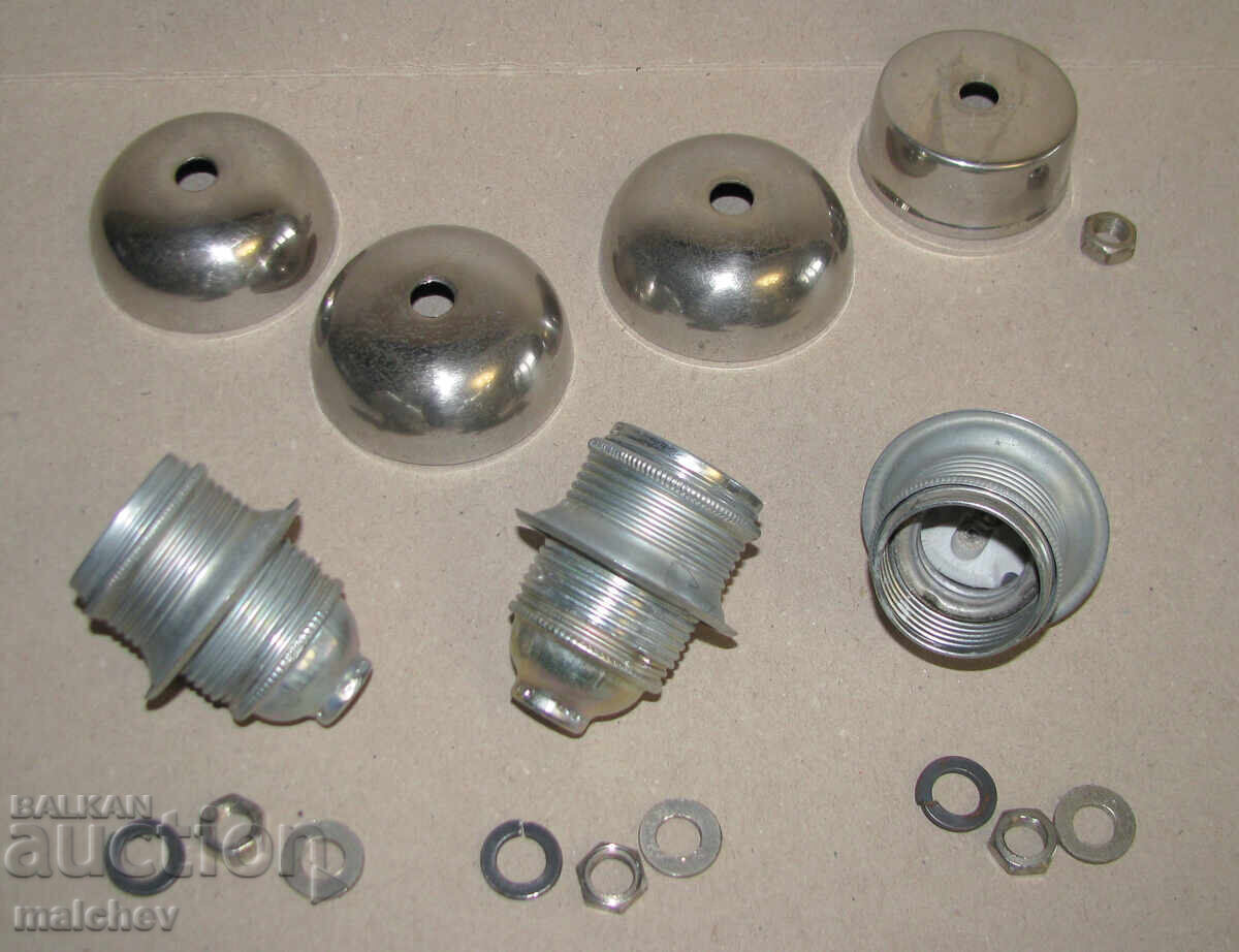 Lot of 3 metal chandelier sockets, excellent condition, with washers and cups Lot of 3 metal chandelier sockets, excellent condition, with washers and cups