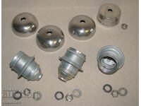 Lot of 3 metal chandelier sockets, excellent condition, with washers and cups