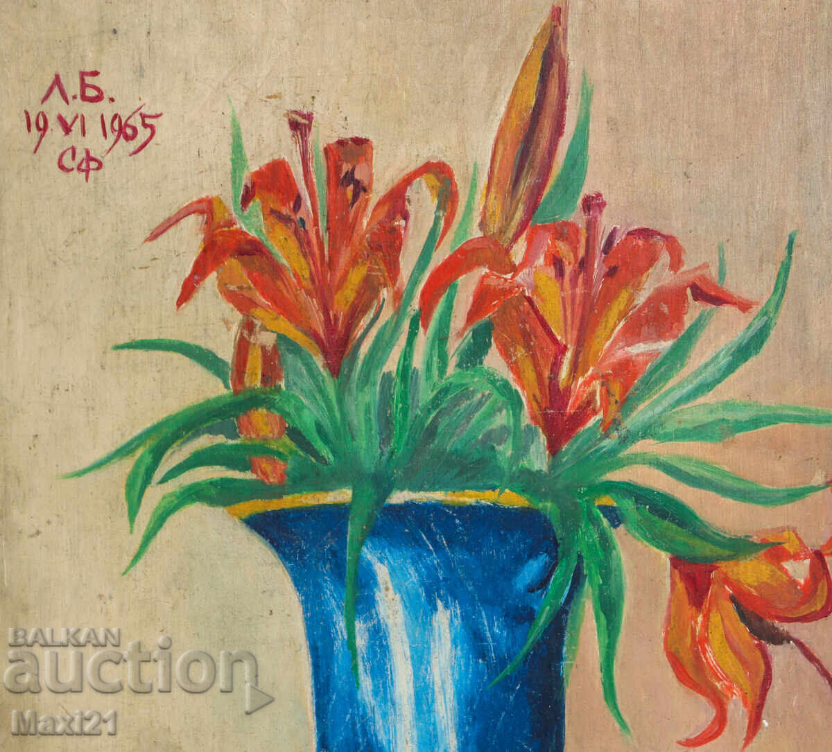 Delivery of Still life painting oil paints, signed 1965