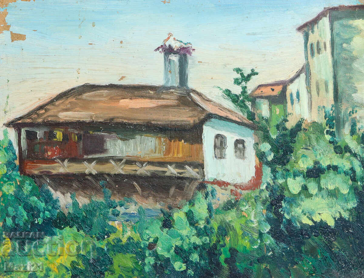 Landscape Renaissance house old painting oil paints