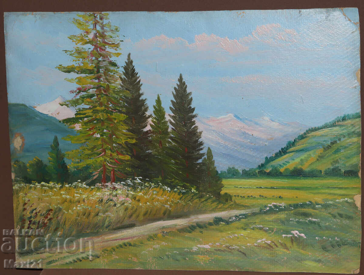 Landscape mountain old painting oil paints with price 240.00 BGN | € 122.71