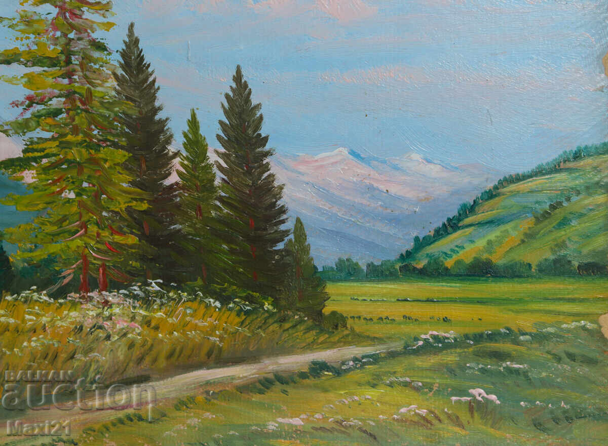 Landscape mountain old painting oil paints - 5
