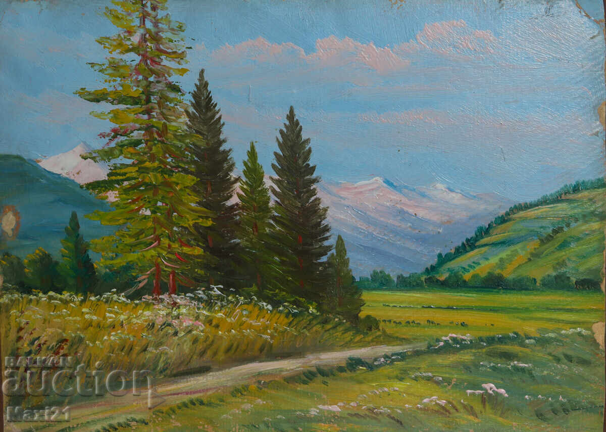 Landscape mountain old painting oil paints