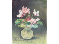Still life vase with flowers painting oil paints, signed
