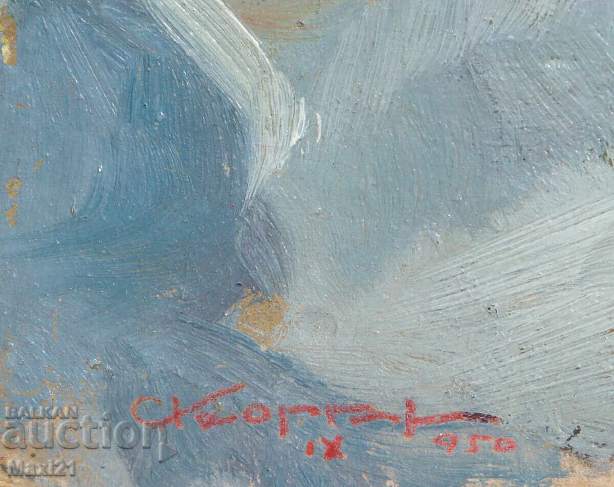 Children's portrait old painting oil paints 1950s - 6