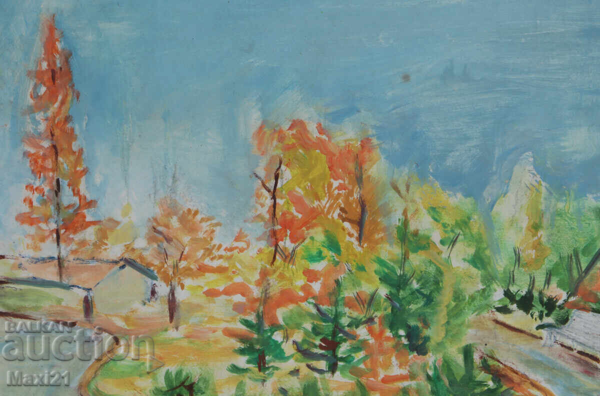 Παράδοση Φθινοπωρινό τοπίο παλαιός πίνακας ελαιογραφίας Παράδοση Φθινοπωρινό τοπίο παλαιός πίνακας ελαιογραφίας