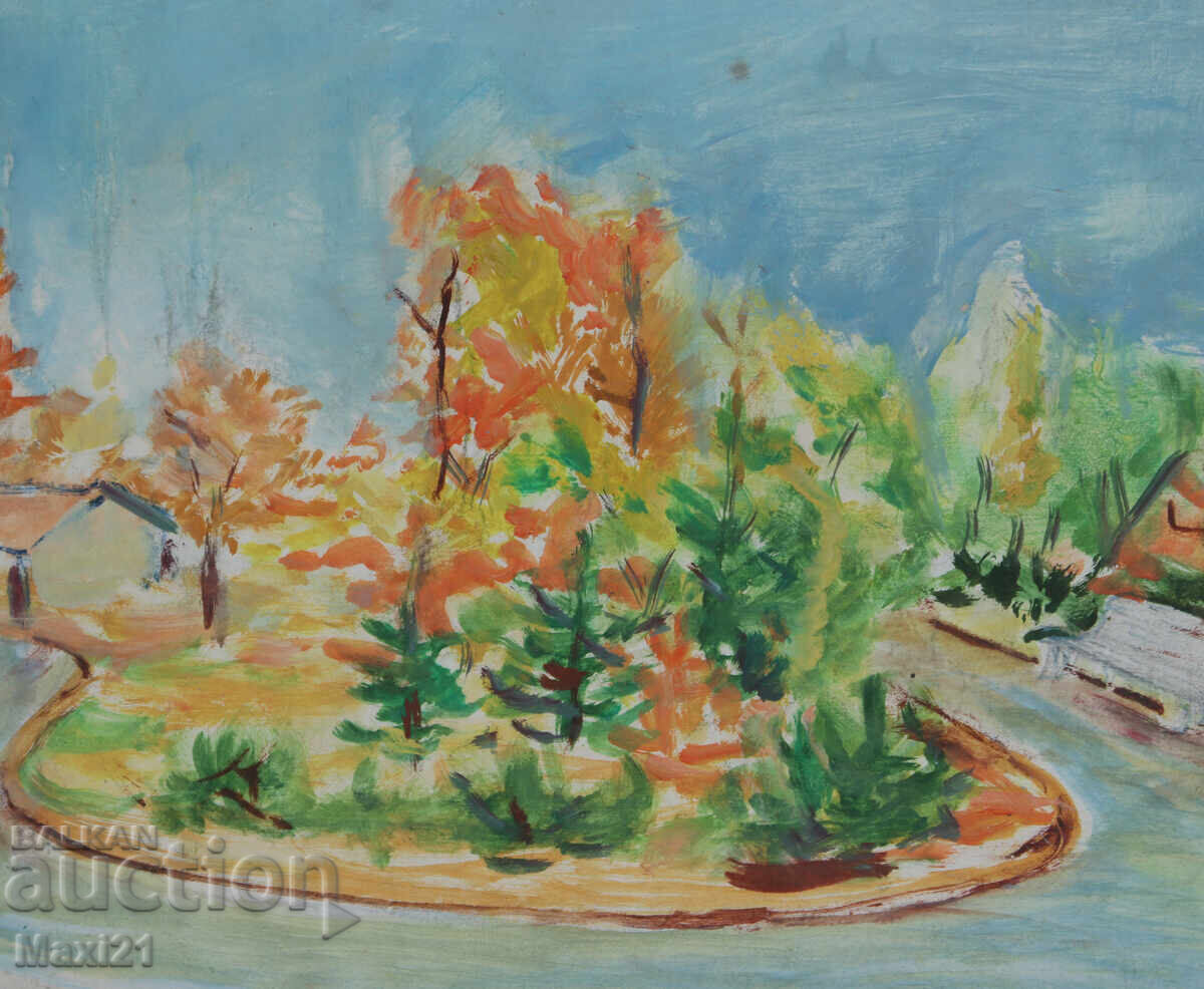 Φθινοπωρινό τοπίο παλαιός πίνακας ελαιογραφίας - 5 Φθινοπωρινό τοπίο παλαιός πίνακας ελαιογραφίας - 5