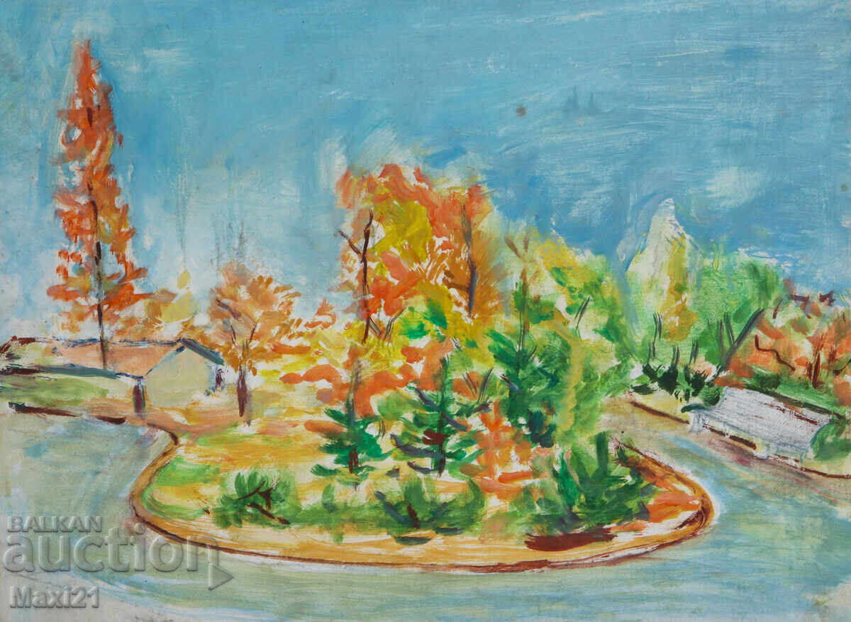 Φθινοπωρινό τοπίο παλαιός πίνακας ελαιογραφίας Φθινοπωρινό τοπίο παλαιός πίνακας ελαιογραφίας