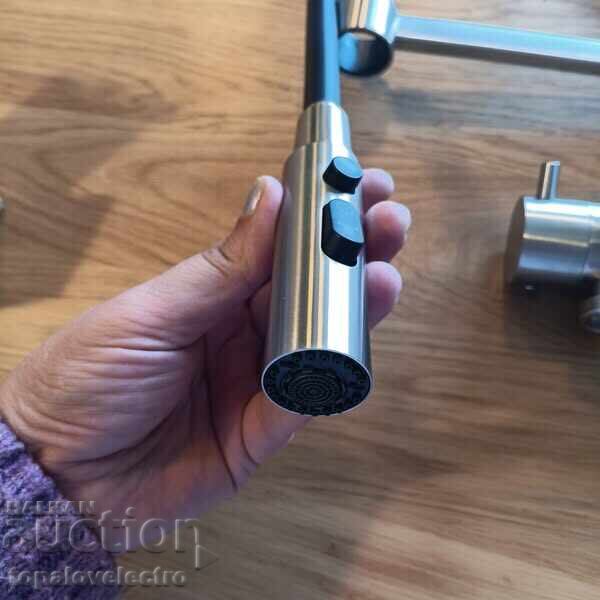 Auction  NEW! Kitchen faucet with flexible spout and dishwasher connection 3/