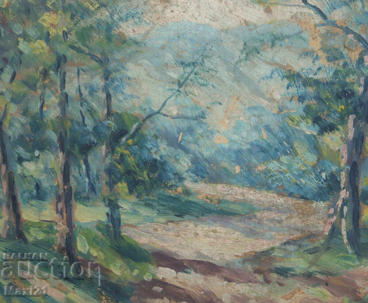 Горски пейзаж стара картина маслени бои - 5