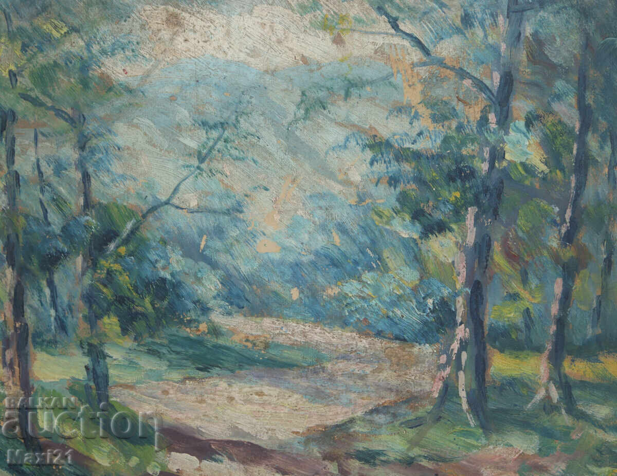 Горски пейзаж стара картина маслени бои - 6