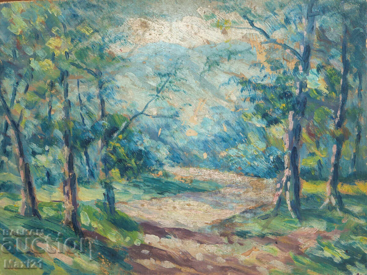 Горски пейзаж стара картина маслени бои