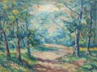 Ορεινό τοπίο παλιός πίνακας ελαιογραφίας