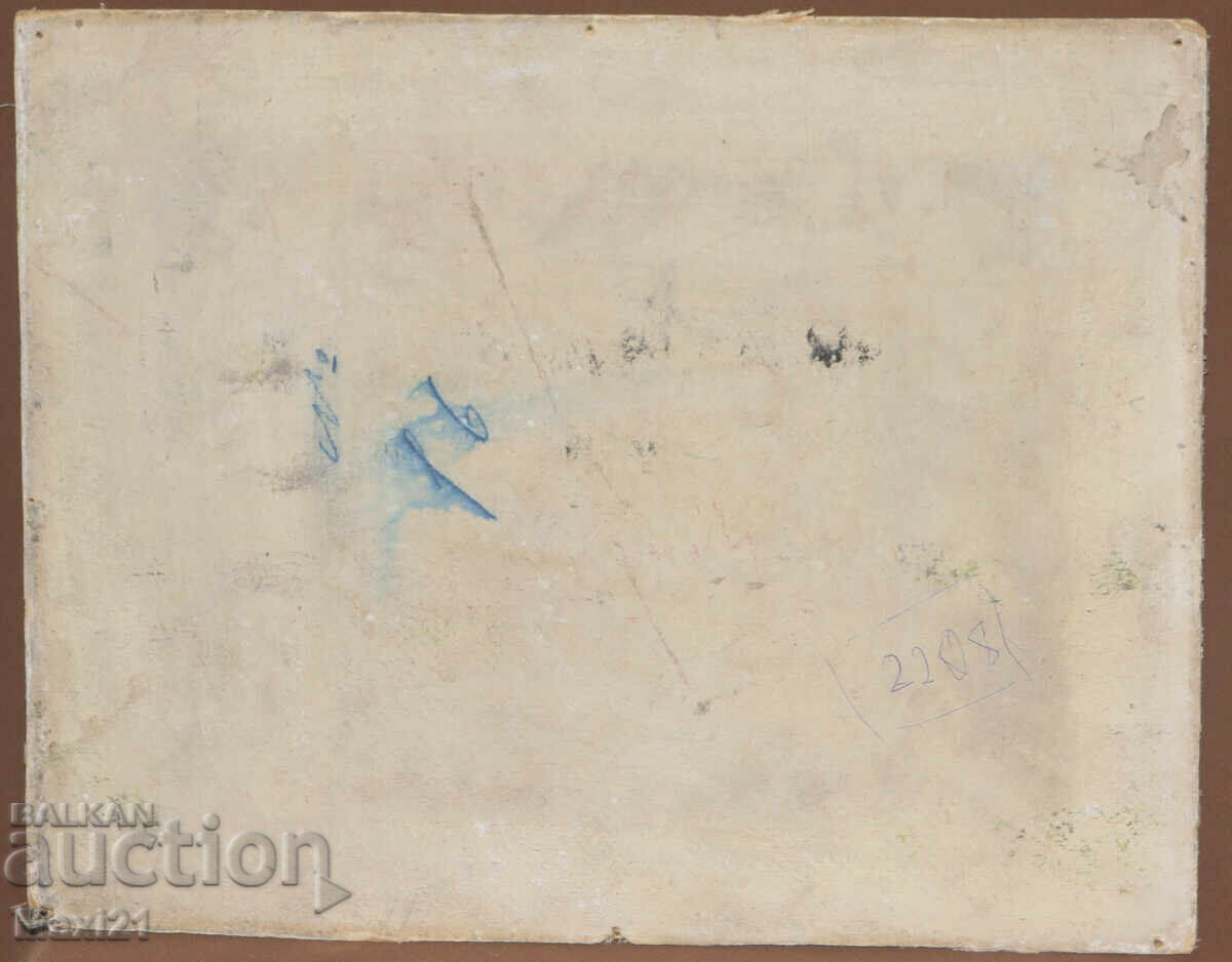 Peisaj rural, tablou vechi, ulei - 7