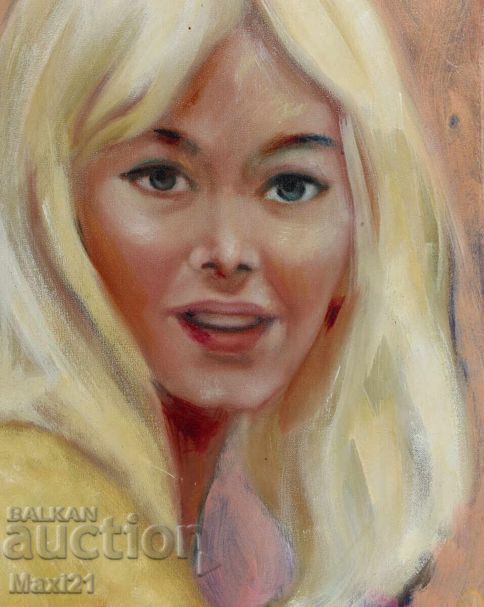 Old oil painting, female portrait - 5