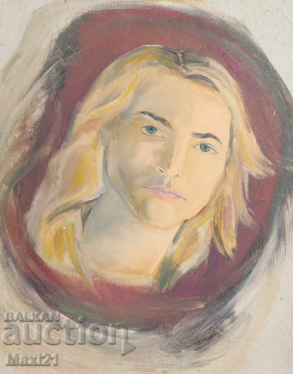 Tablou vechi, ulei pe pânză, portret