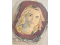 Tablou vechi, ulei pe pânză, portret