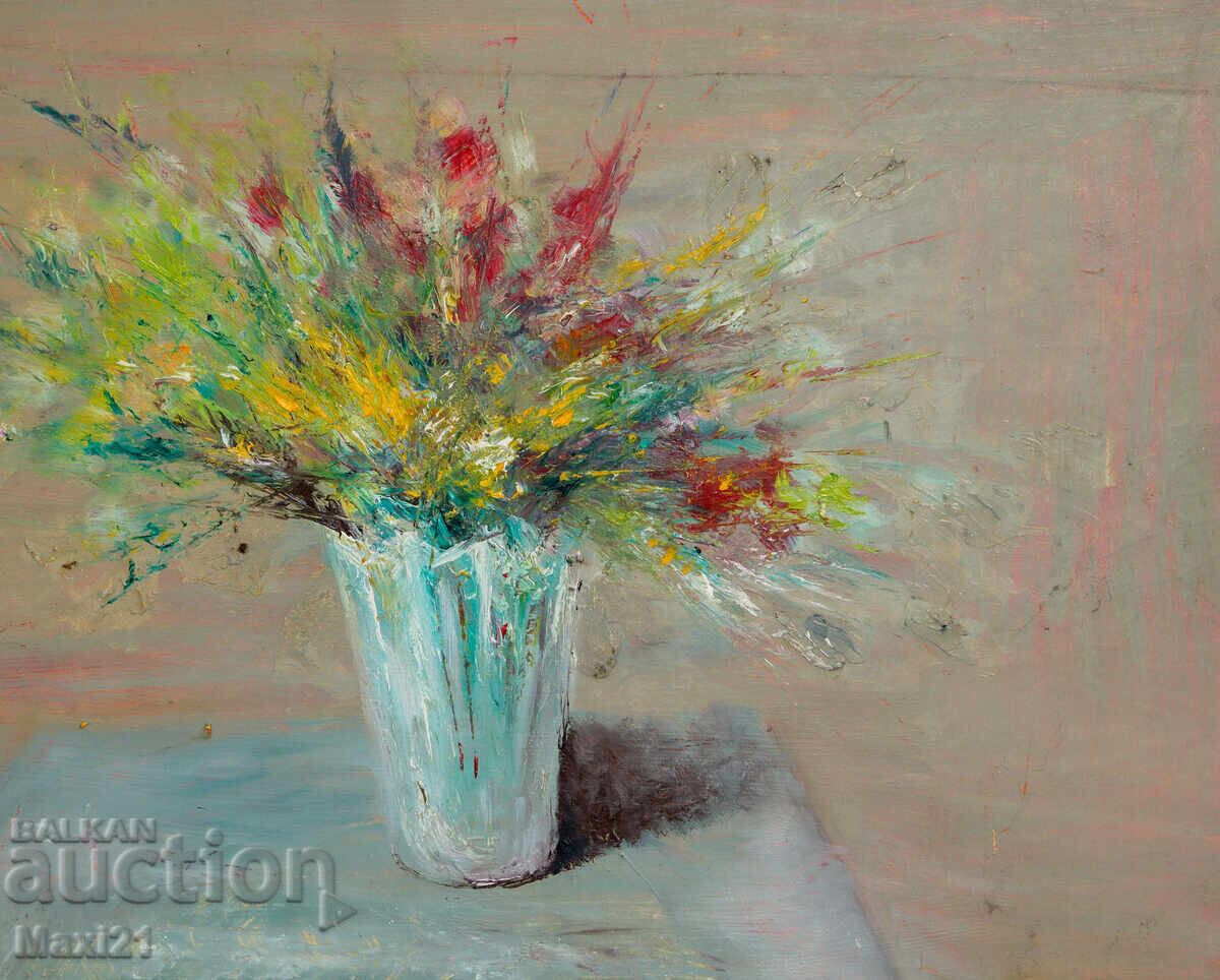Delivery of Still life vase with flowers old painting oil paints