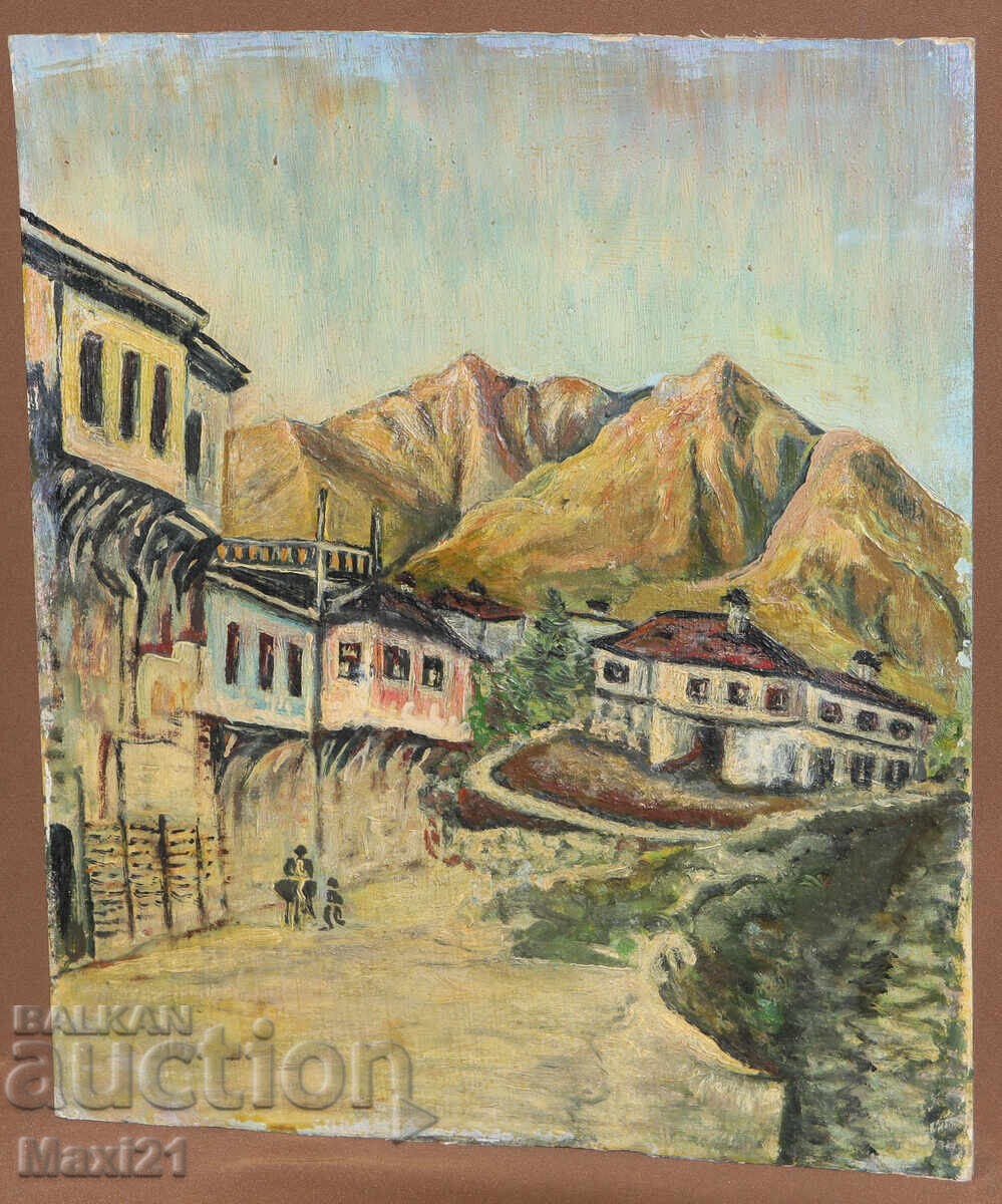 Landscape Revival Houses Old Painting Oil Paints with price 280.00 BGN | € 143.16