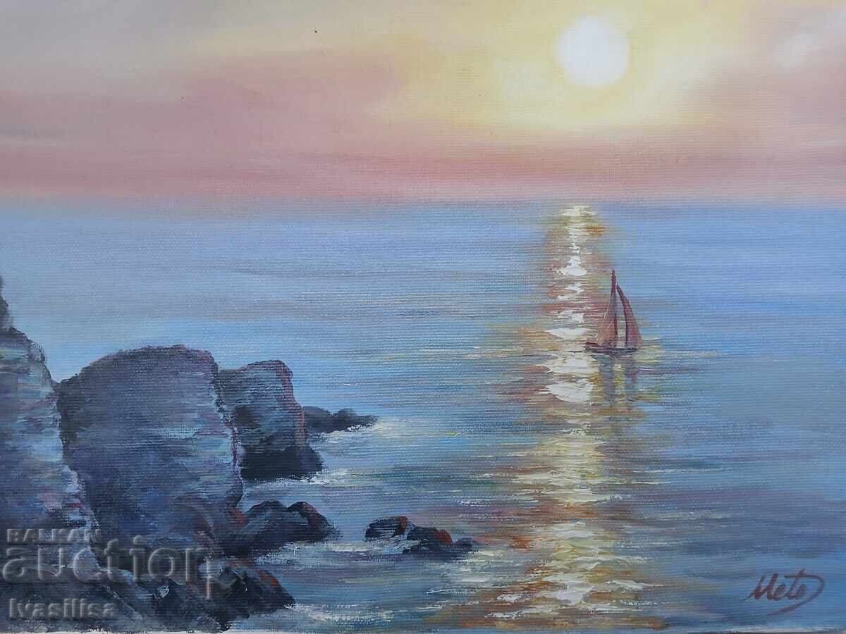 Αυθεντικός πίνακας θαλασσινού τοπίου Αυθεντικός πίνακας θαλασσινού τοπίου