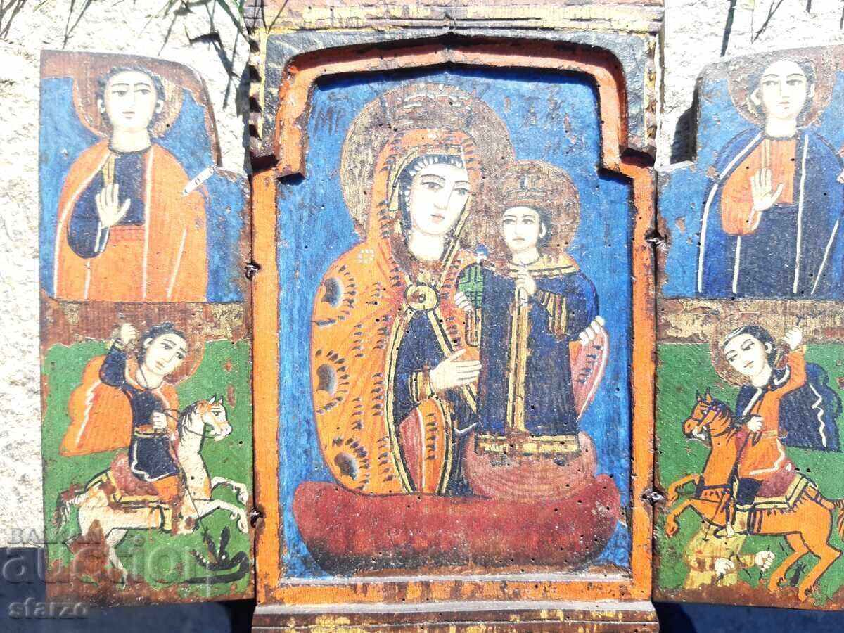Veche Icoană de Casă Triptic - 6
