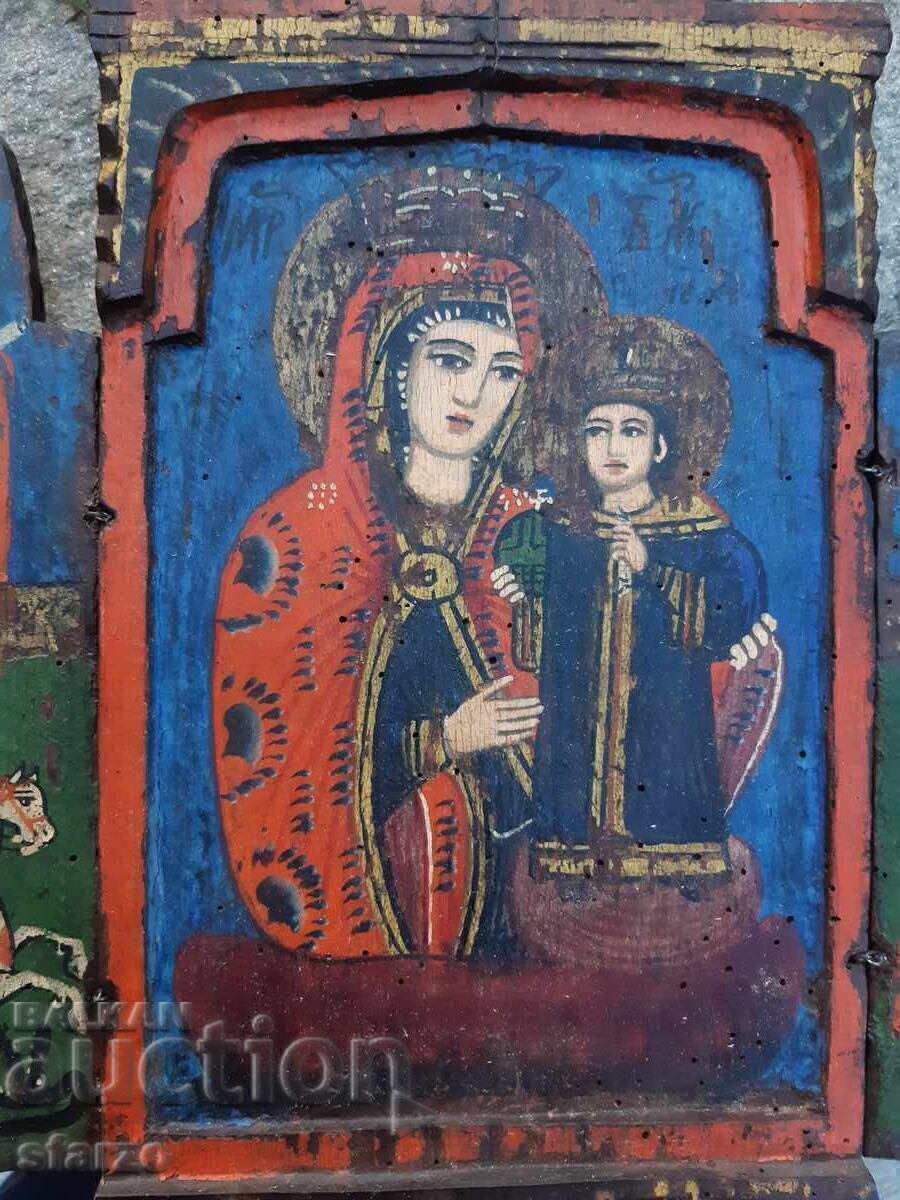 Veche Icoană de Casă Triptic - 7