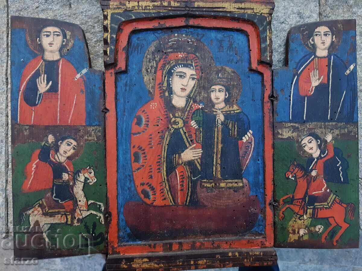 Veche Icoană de Casă Triptic