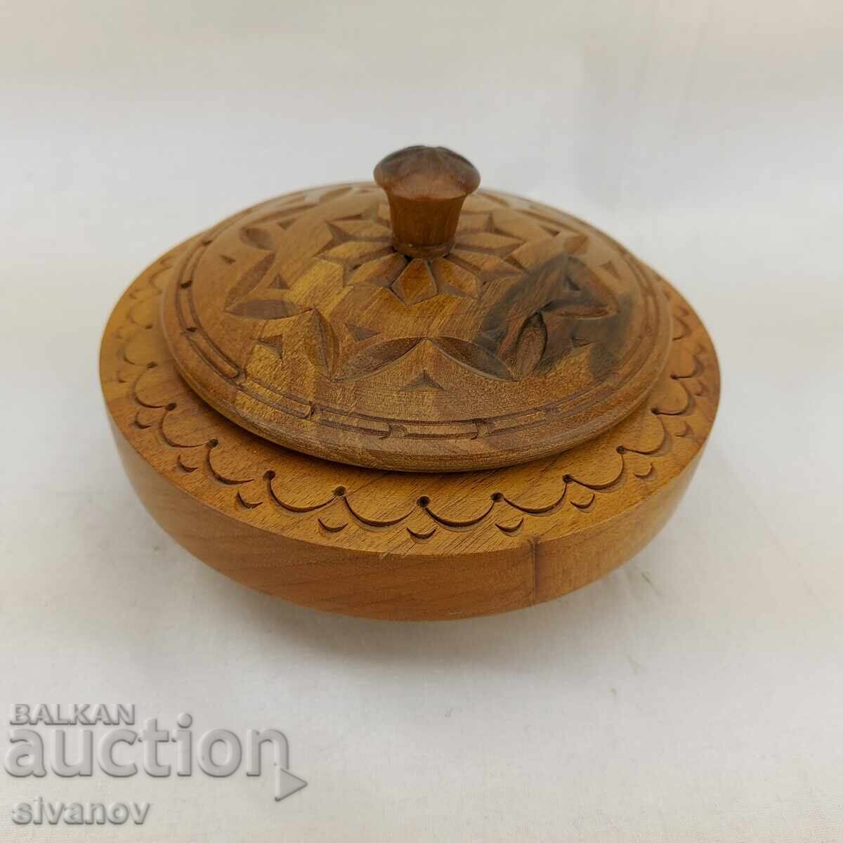 Beautiful old carved wooden jewelry box #2691