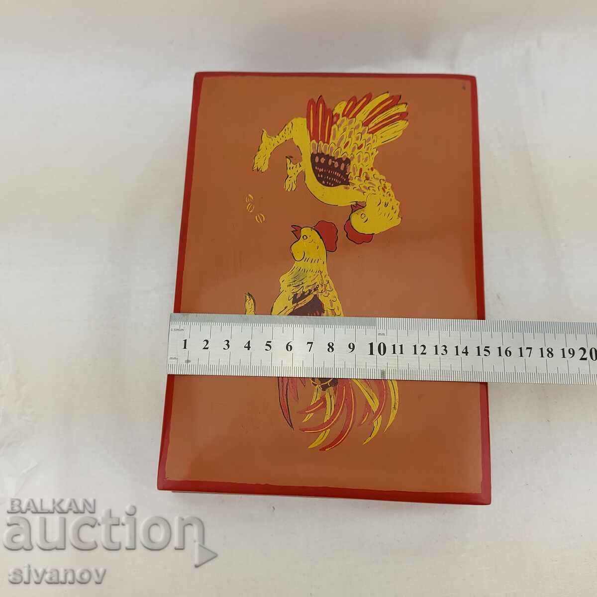 Стара ръчно рисувана дървена кутия за бижута Виетнам #2694 - 6