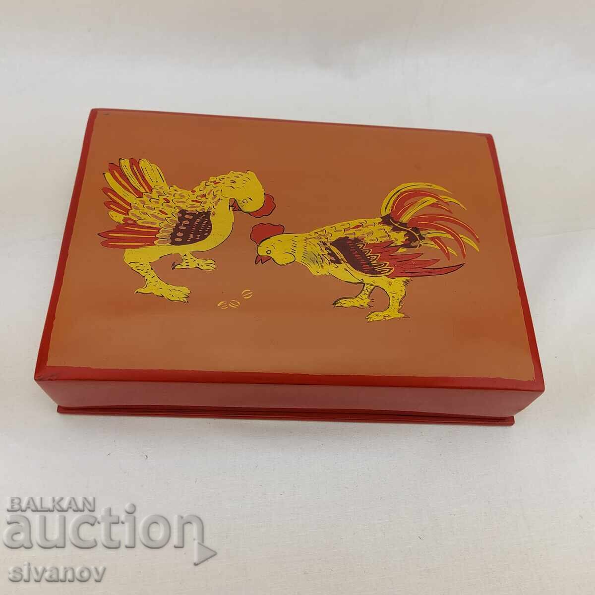 Стара ръчно рисувана дървена кутия за бижута Виетнам #2694