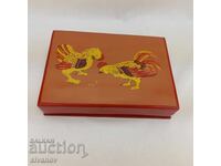 Cutie de bijuterii din lemn pictată manual, veche, Vietnam #2694