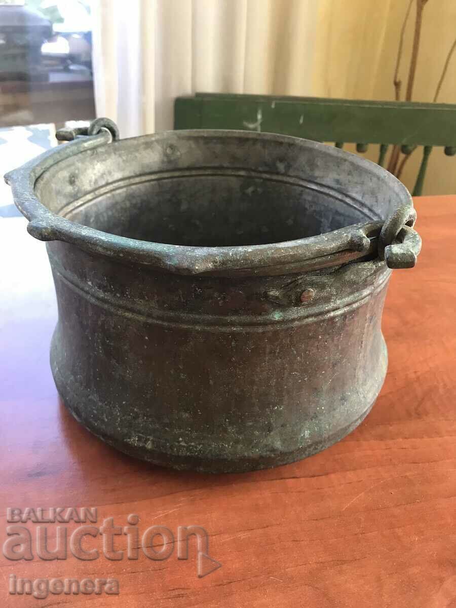 COTTLE KOTLE MENCHE COPPER MED ANTIQUE POT- 5 TO 6 LITERS