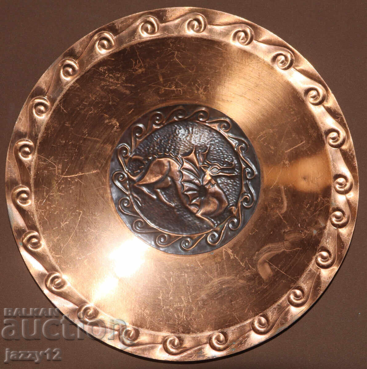 Panou din cupru, farfurie, decorațiune de perete Panou din cupru, farfurie, decorațiune de perete