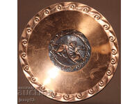 Panou din cupru, farfurie, decorațiune de perete