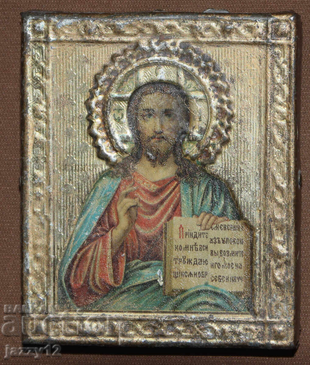 Παράδοση Παλιά εικόνα μικρογραφία Ιησούς Χριστός Παντοκράτωρ επένδυση