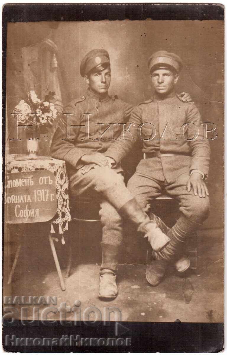 1917 Old Photo Sofia Soldiers in Studio E550