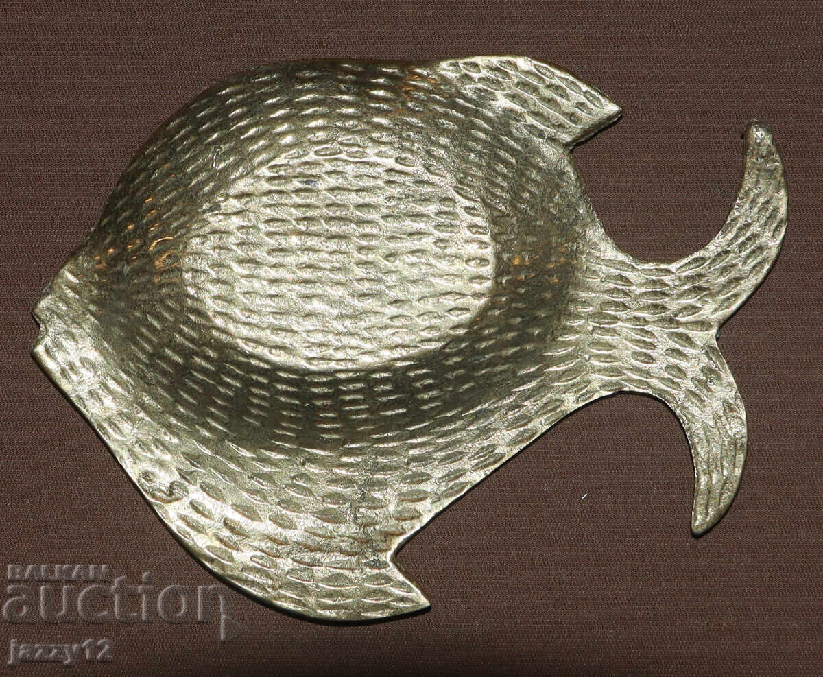 Μικρό διακοσμητικό ορειχάλκινο σταχτοδοχείο ψάρι - 5