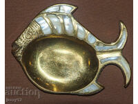 Mic scrumieră decorativă din alamă, model pește