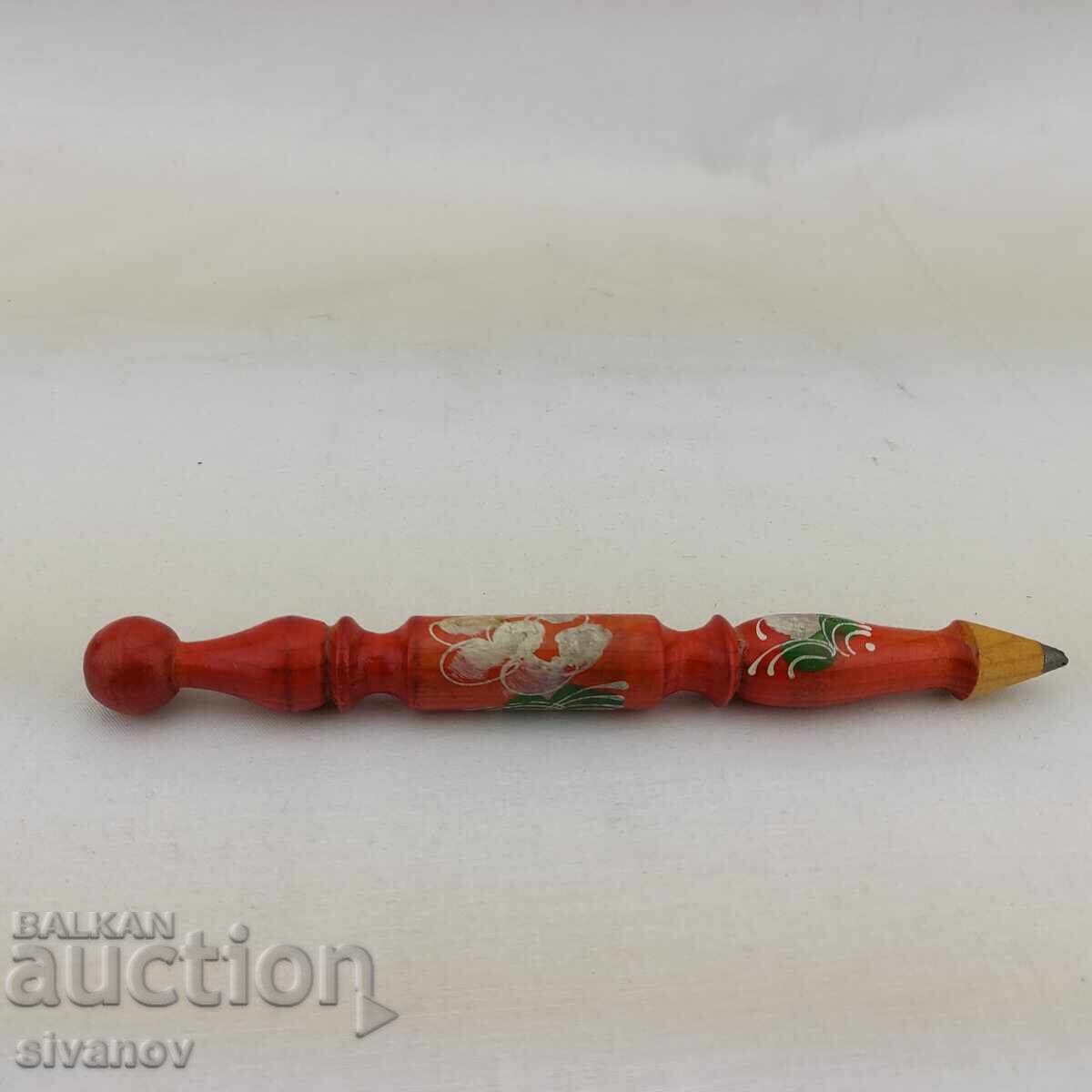 Old Handmade Wooden Pencil with Floral Motifs #2714 with price 7.99 BGN | € 4.09
